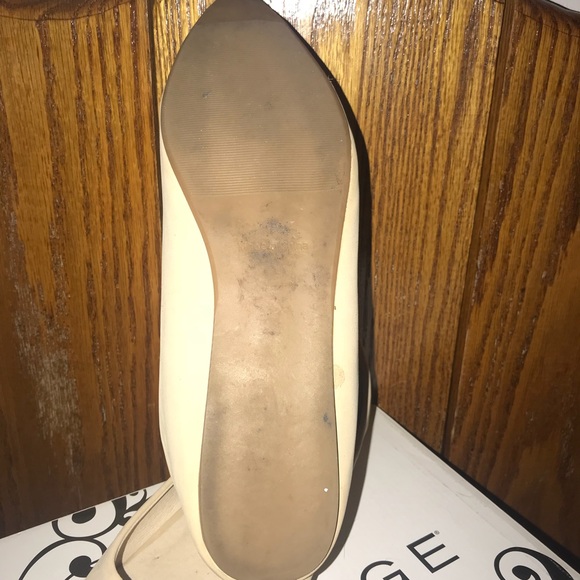 Beige Ballet Flats with Gold Pointed Toes - Picture 3 of 3